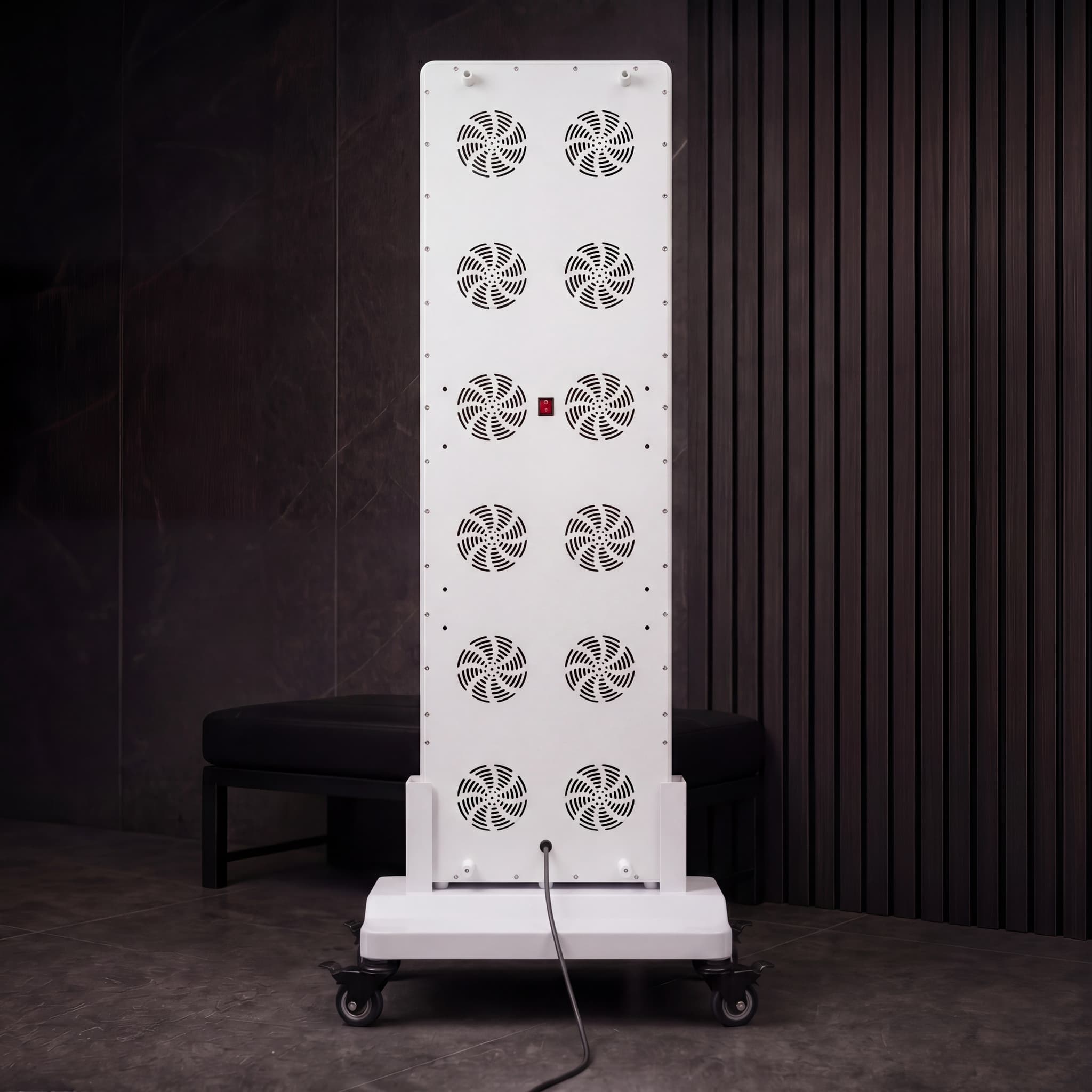 RLPRO 1000 rear view showing cooling fan array and power switch