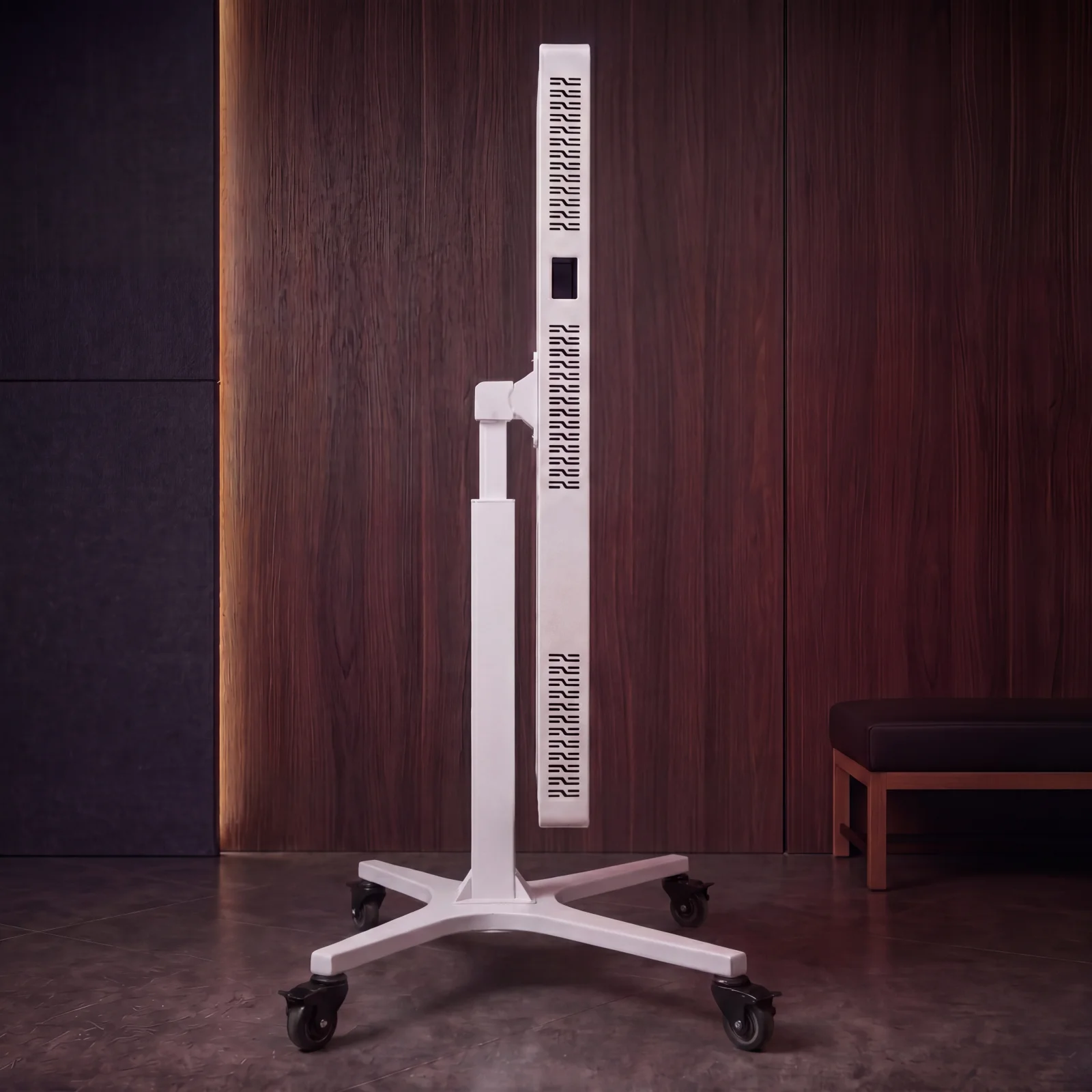 RLPRO 1200 on the electric lifting stand, right side profile with column mechanism visible